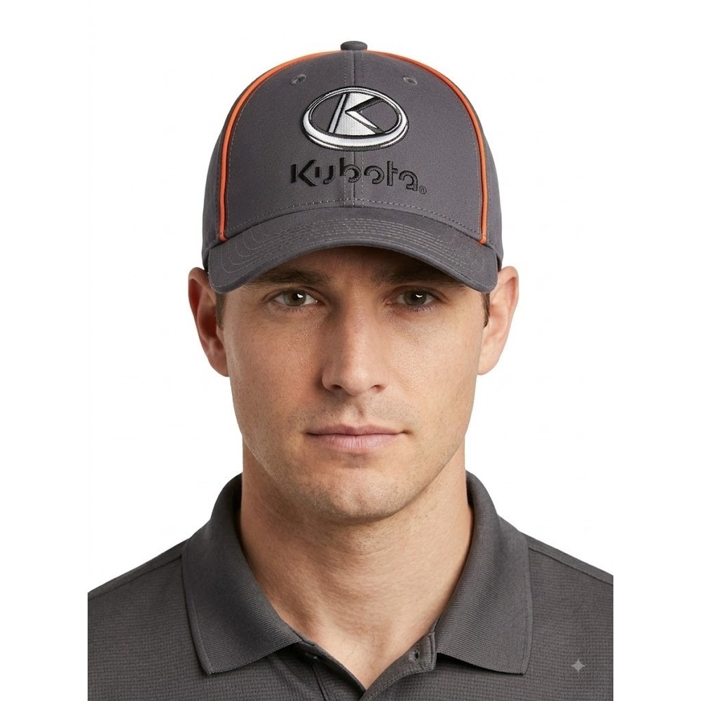 K-Products Kubota Baseball Cap Mens Charcoal Gray Embroidered Logo Adjustable